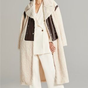 NWT Xolani Faux-Leather Patch Sherpa Jacket - Gabrielle Union Size Small